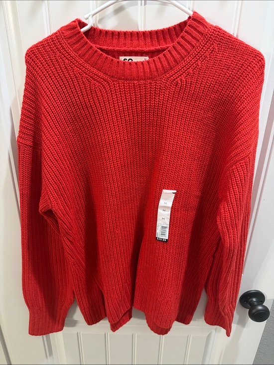 SO Sweaters - SO Chunky Crewneck Sweater in Bright Red